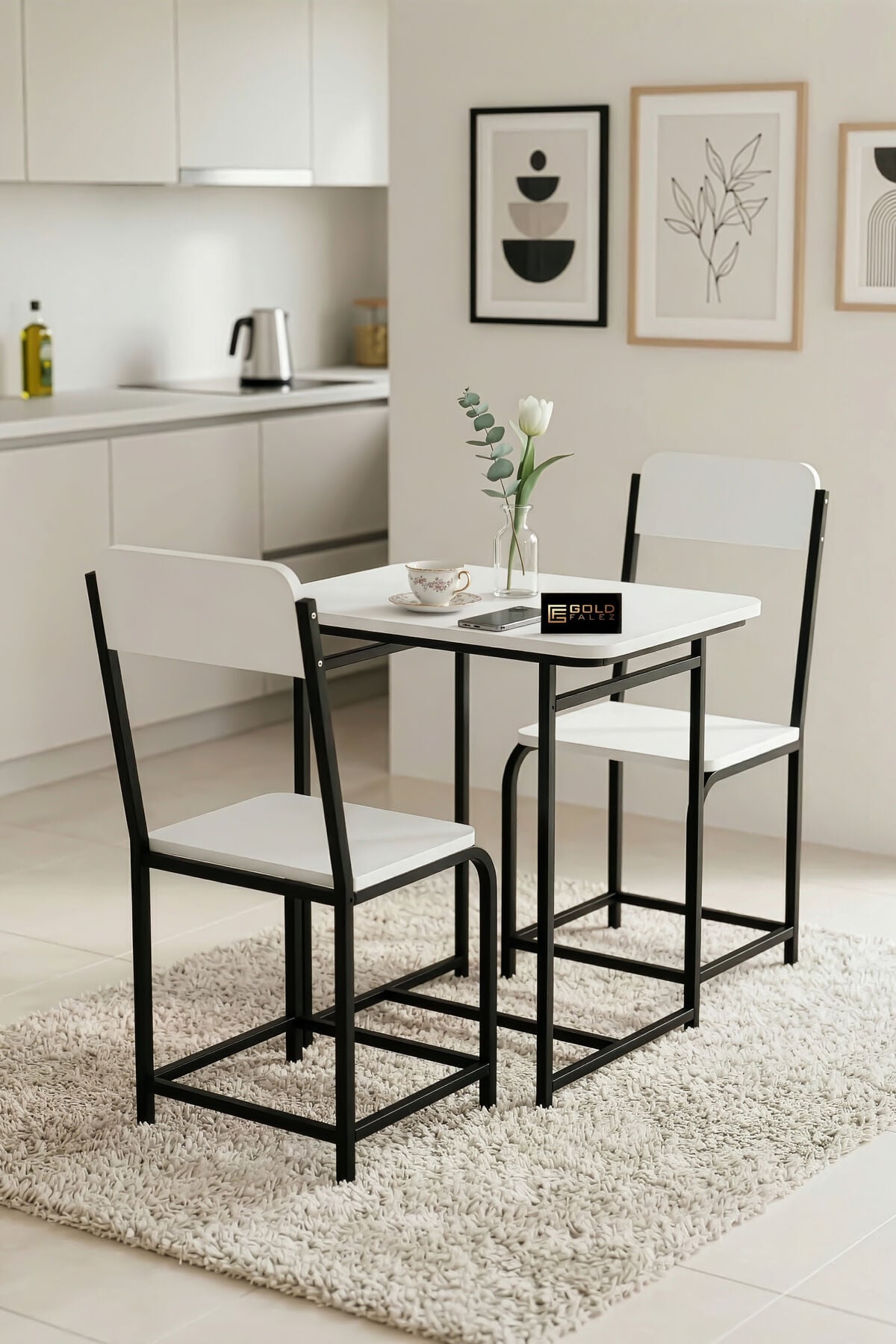 MD Minor Kitchen Table Set Melamine-faced Chipboard White 72x52