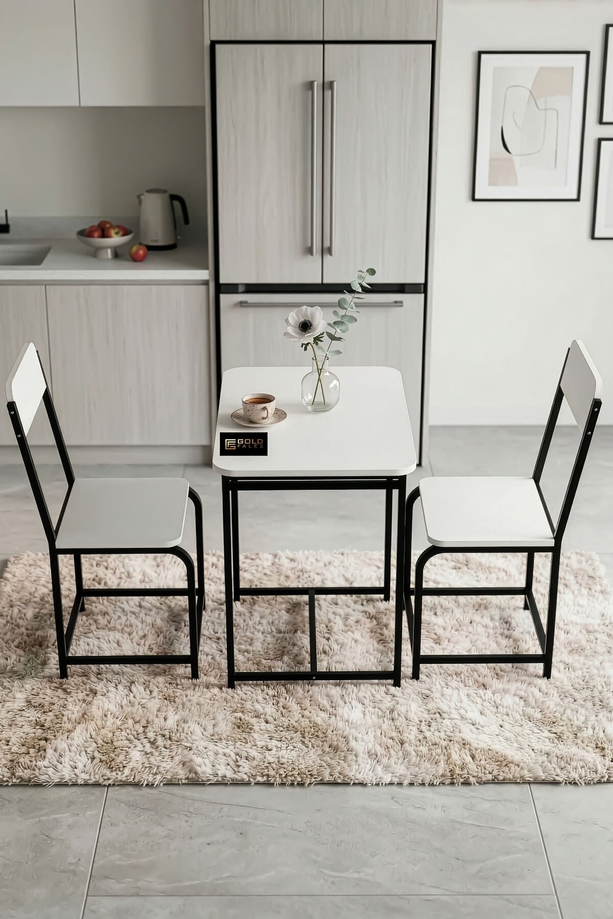 MD Minor Kitchen Table Set Melamine-faced Chipboard White 72x52