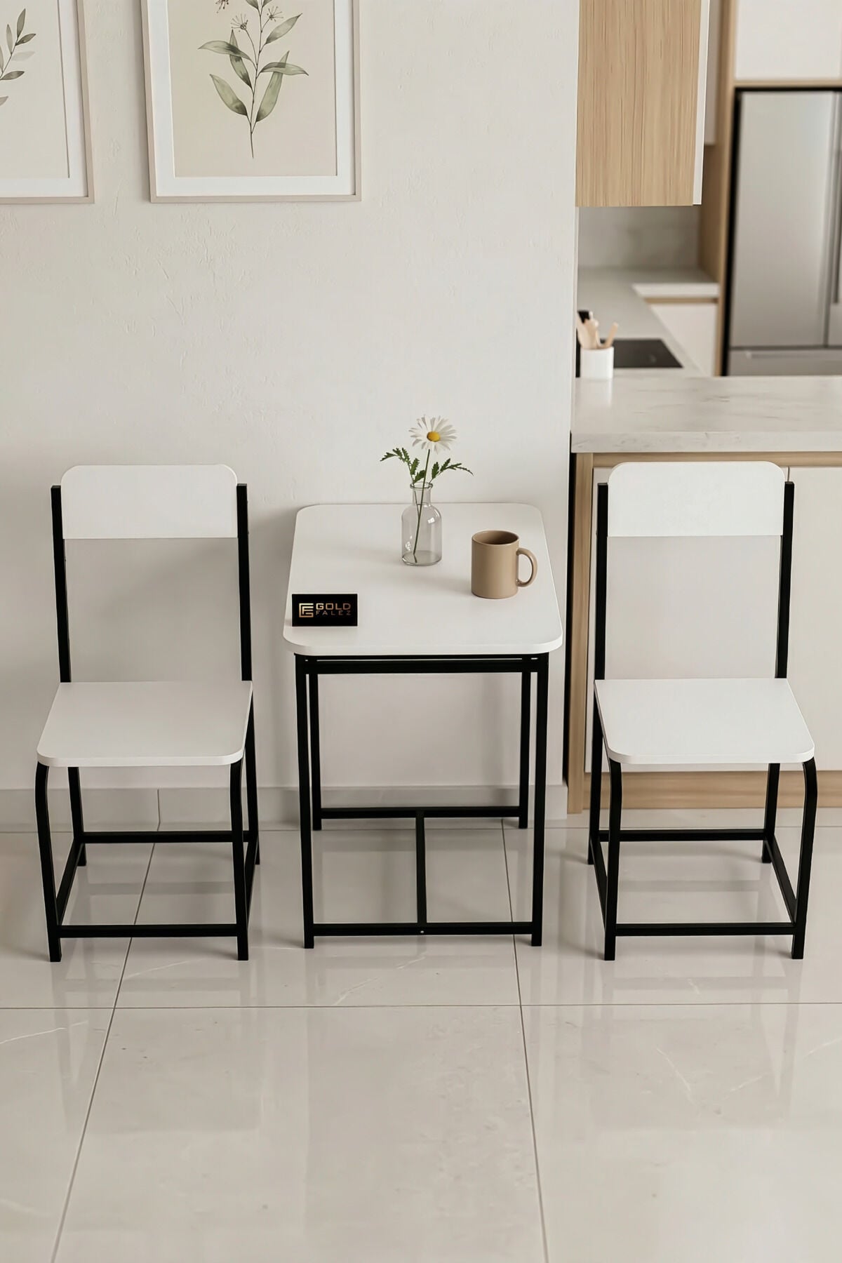 MD Minor Kitchen Table Set Melamine-faced Chipboard White 72x52