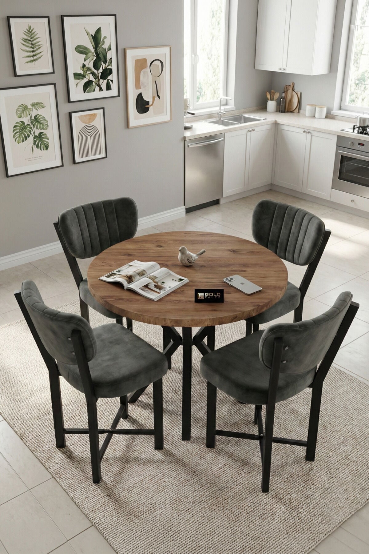 MD Elma Table Set Multi-coloured Anthracite 90 cm