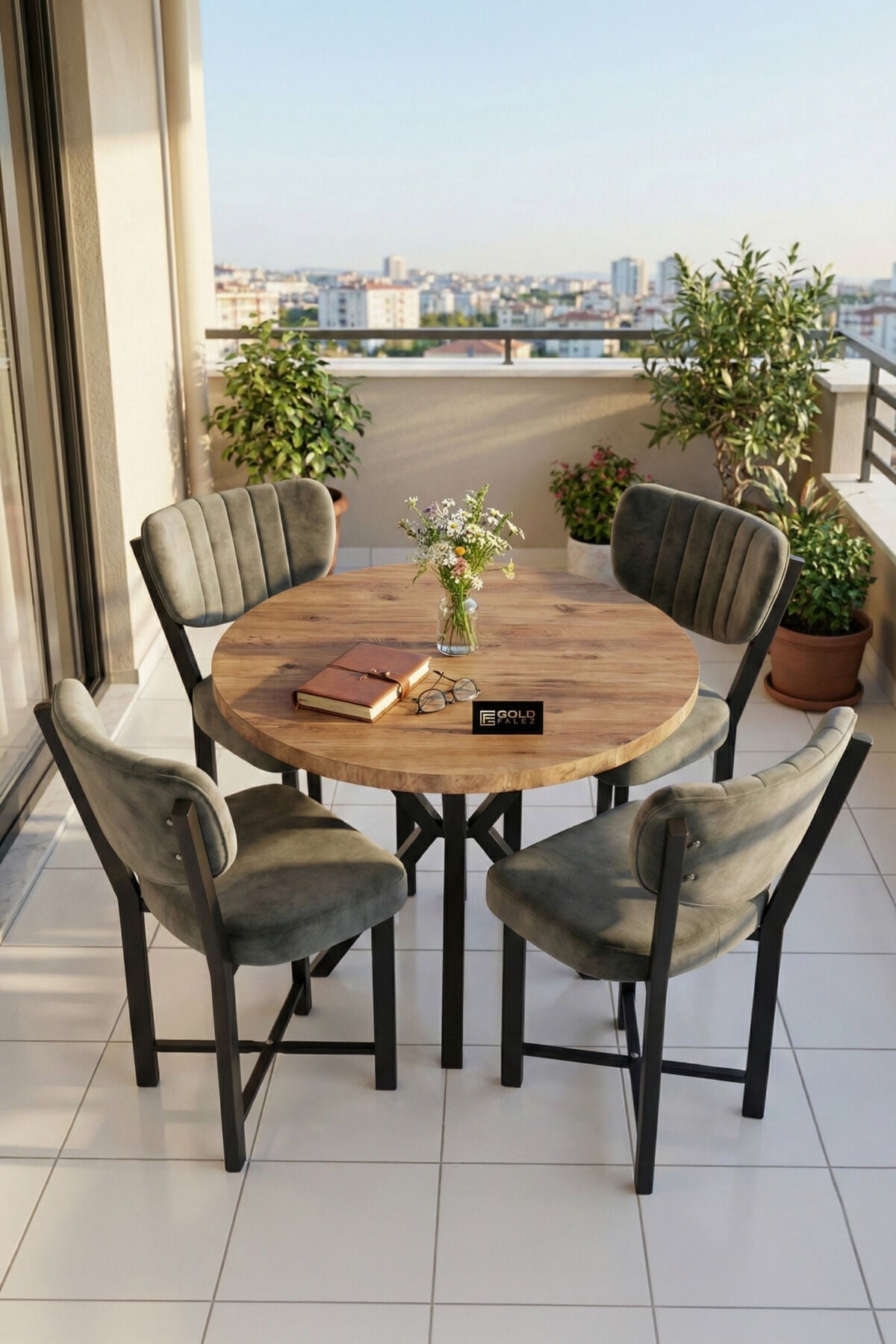 MD Elma Table Set Multi-coloured Anthracite 90 cm