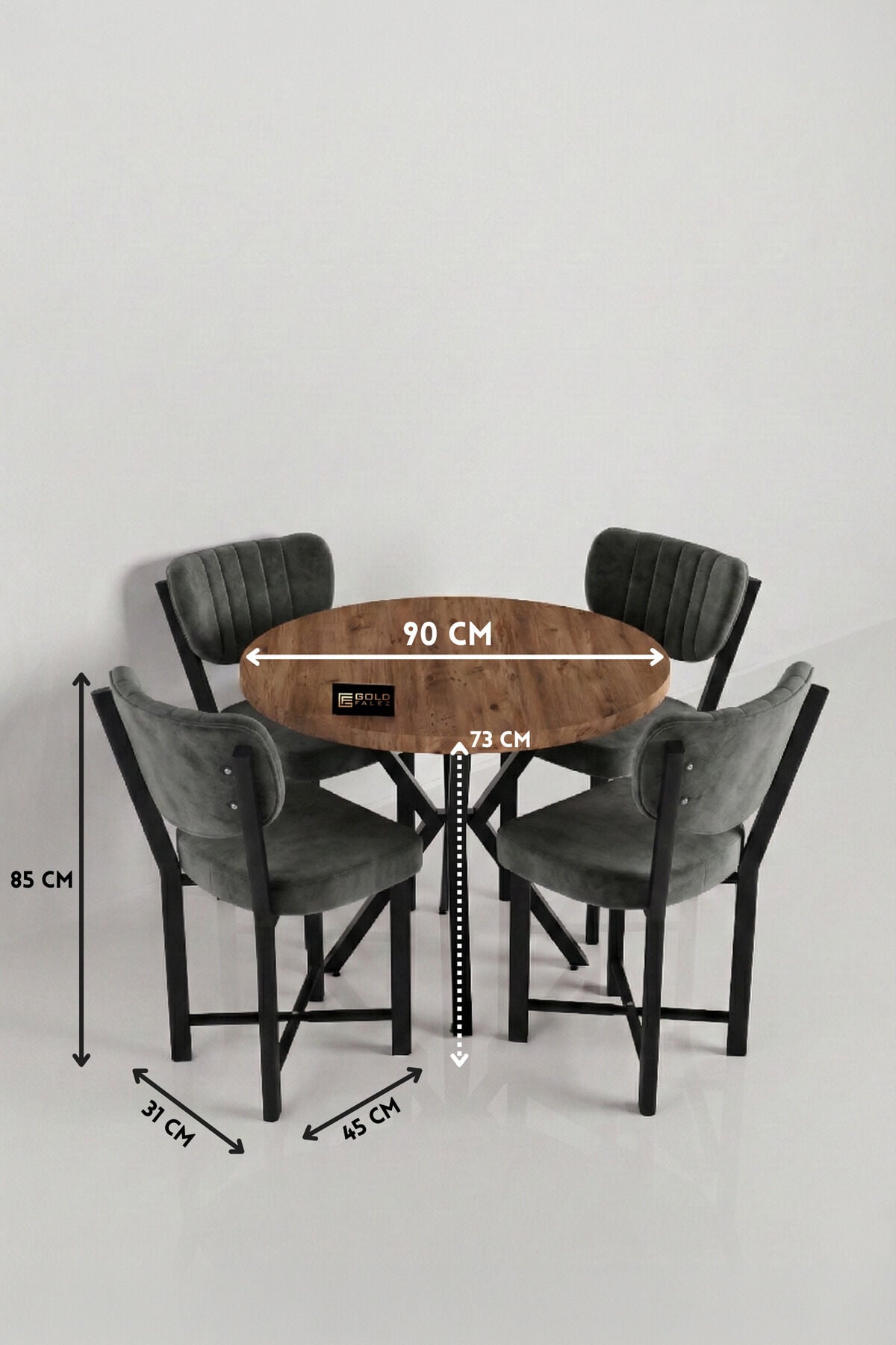 MD Elma Table Set Multi-coloured Anthracite 90 cm