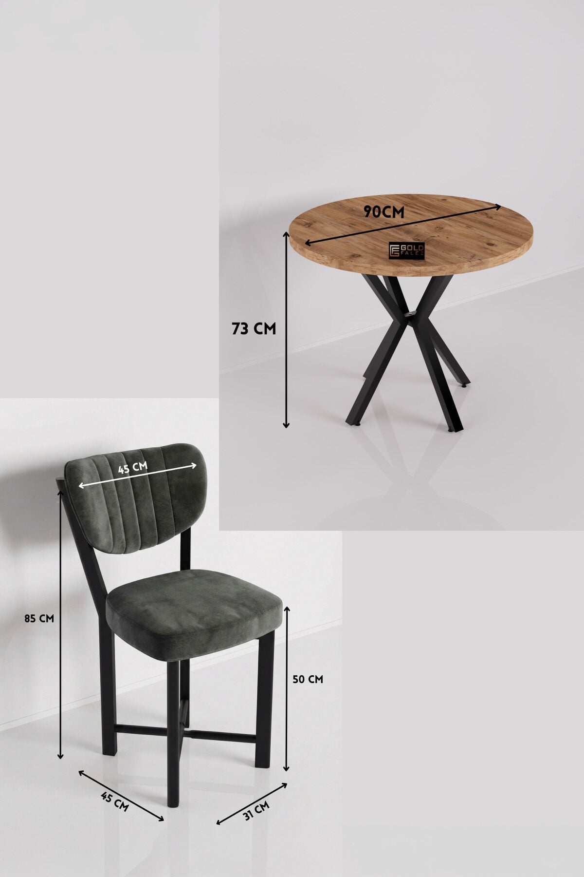 MD Elma Table Set Multi-coloured Anthracite 90 cm