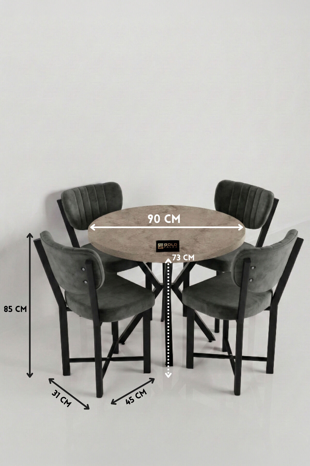 MD Elma Table Set Beige Anthracite 90 cm