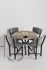MD Elma Masa Seti Ekru Gri 90 cm