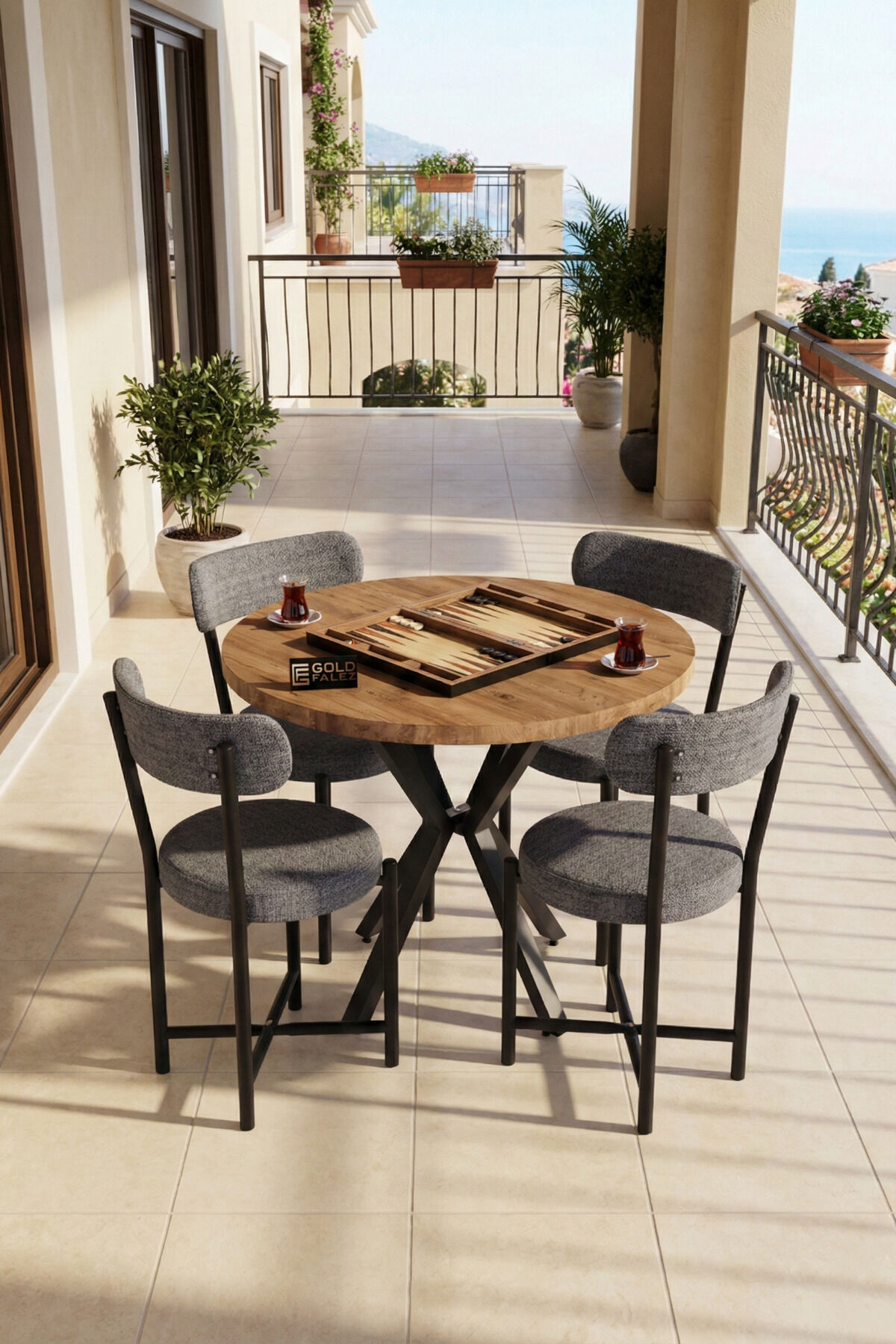 MD Teddy Table Set Grey Anthracite 90 cm