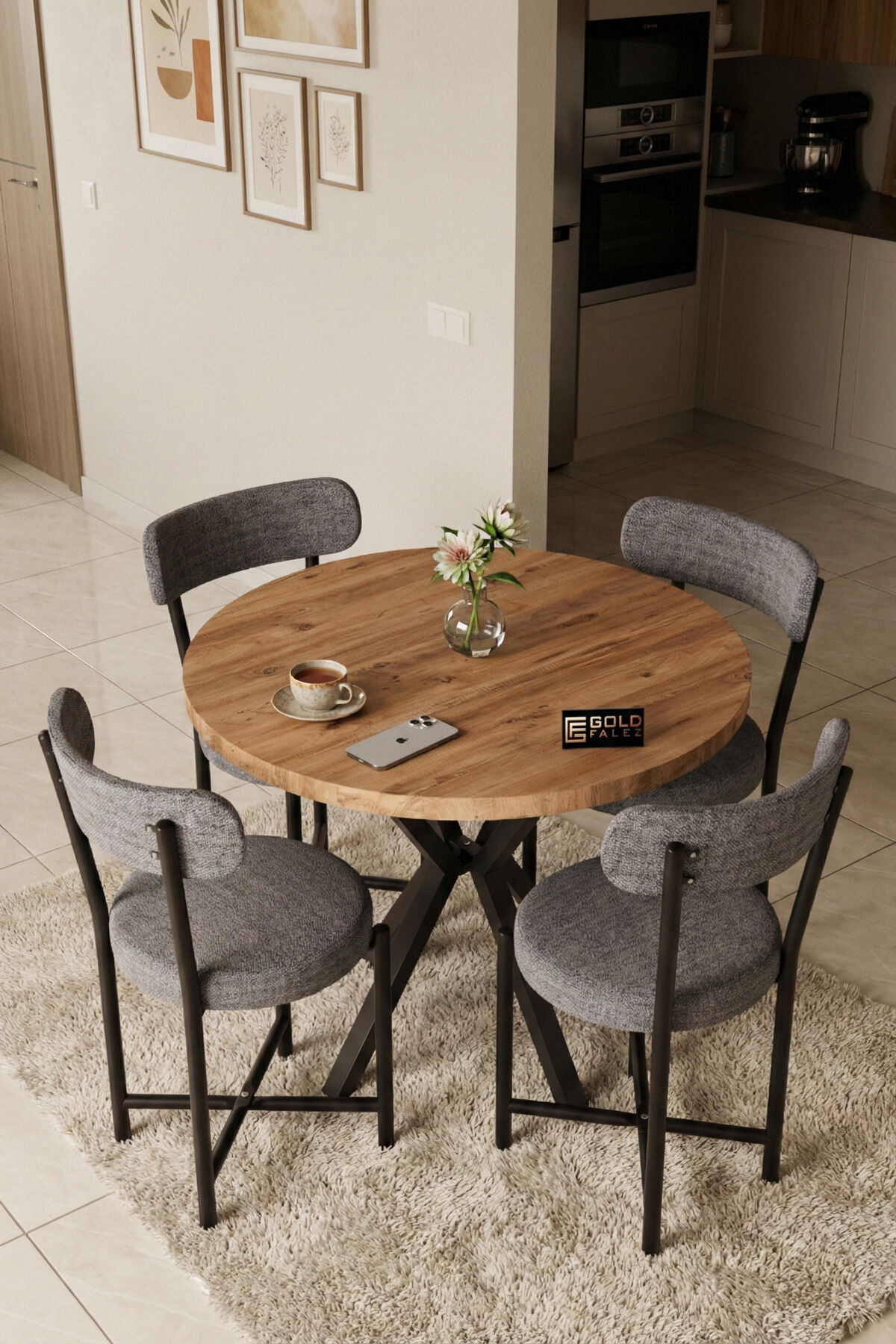 MD Teddy Table Set Grey Anthracite 90 cm