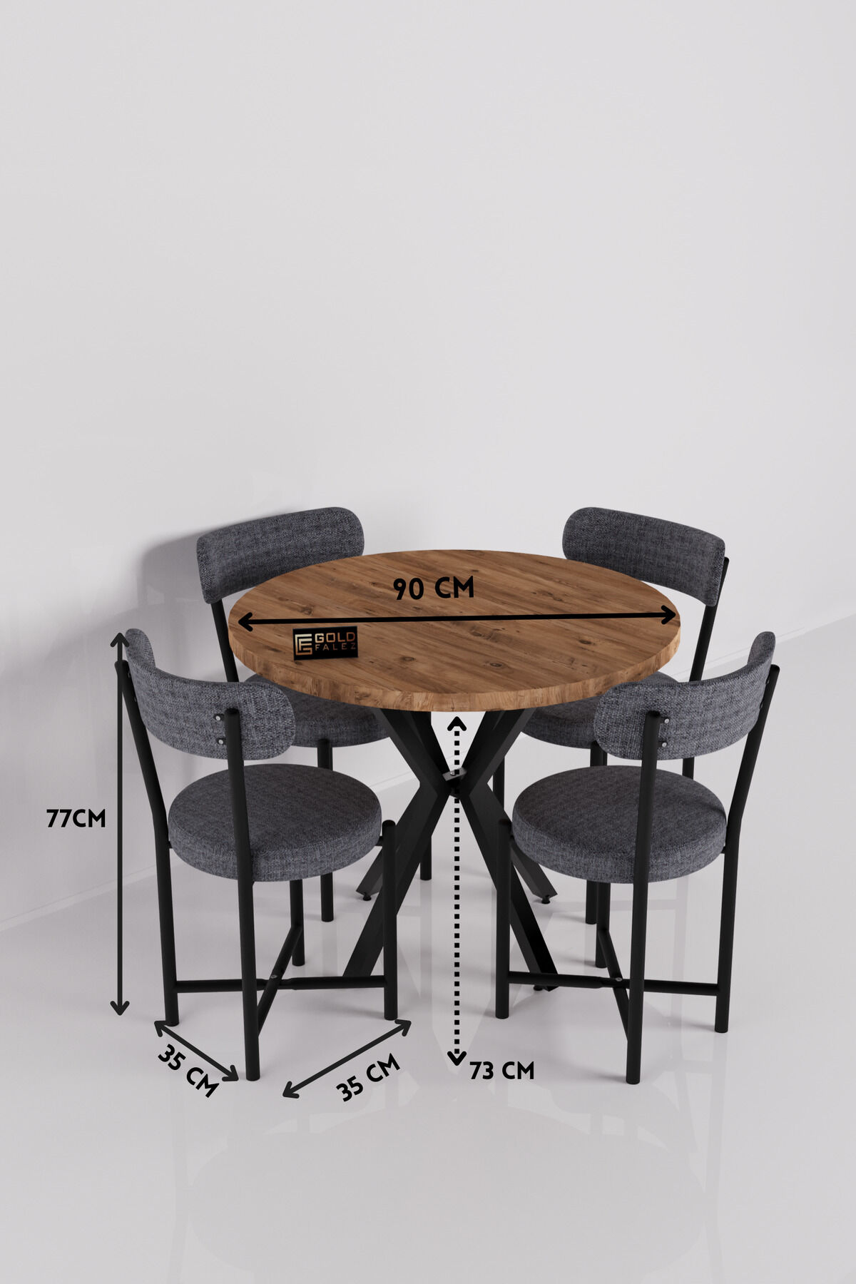 MD Teddy Table Set Grey Anthracite 90 cm