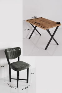 MD Elma Masa Seti Çok Renkli Gri 110x70 cm