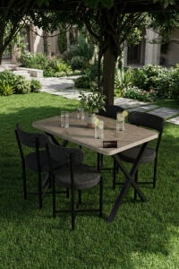 Mutfak Masası 4 Sandalyeli Set 110x70 cm Modern Bahçe Cafe Masa Takımı 4 Kişilik Tedy 9883 Anstrasit