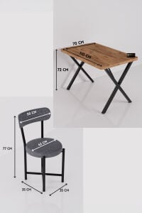 Mutfak Masası 4 Sandalyeli Set 110x70 cm Modern Bahçe Cafe Masa Takımı 4 Kişilik Tedy 9880 Gri