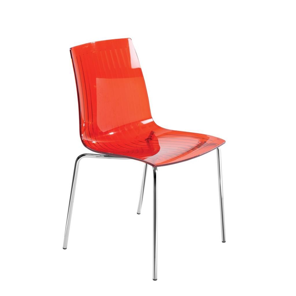 X-treme S Kırmızı Transparan - Krom Kaplama Mutfak Sandalyesi PPT1405