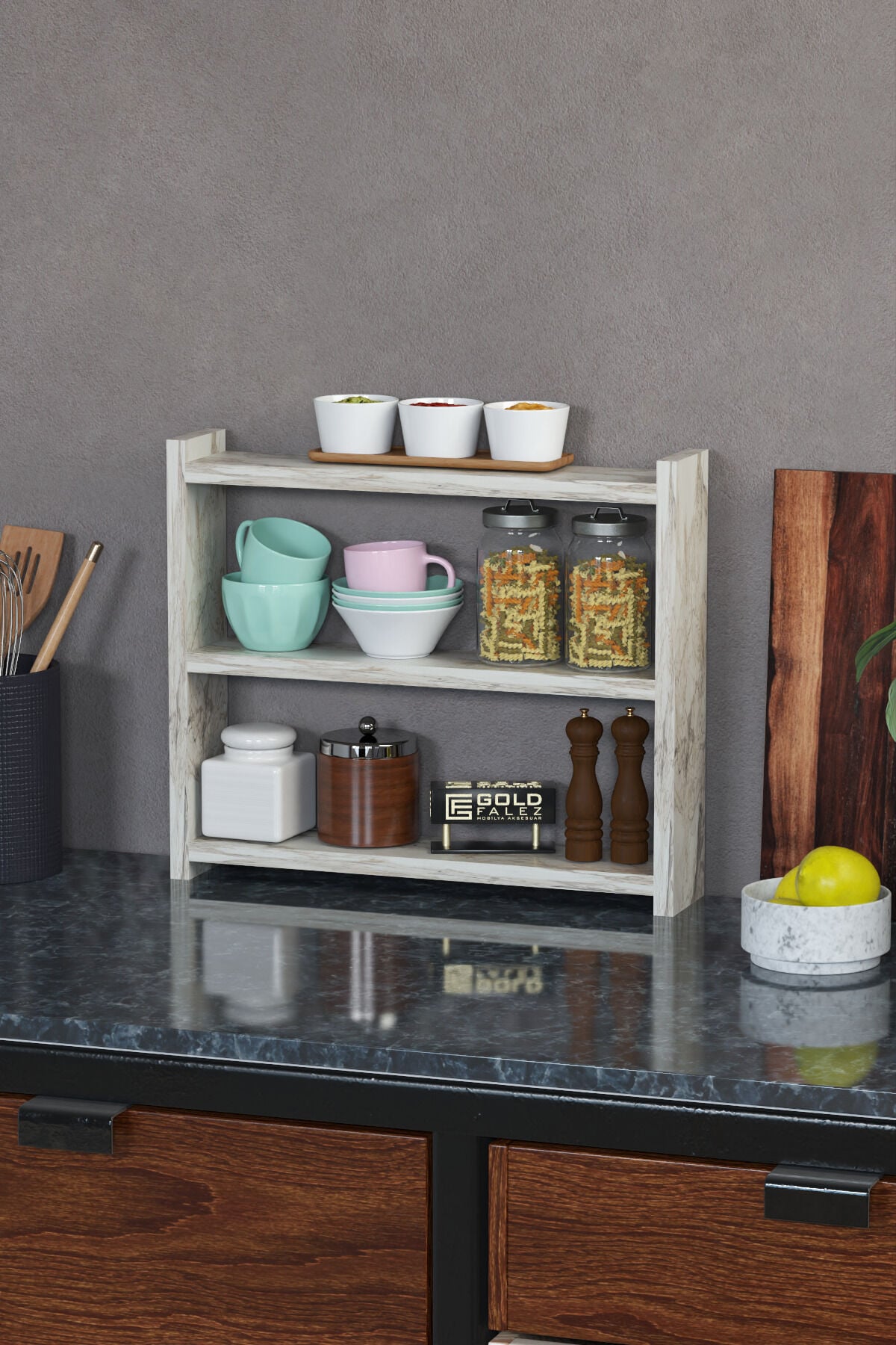 MD 3-Tier Countertop Organiser Efes White