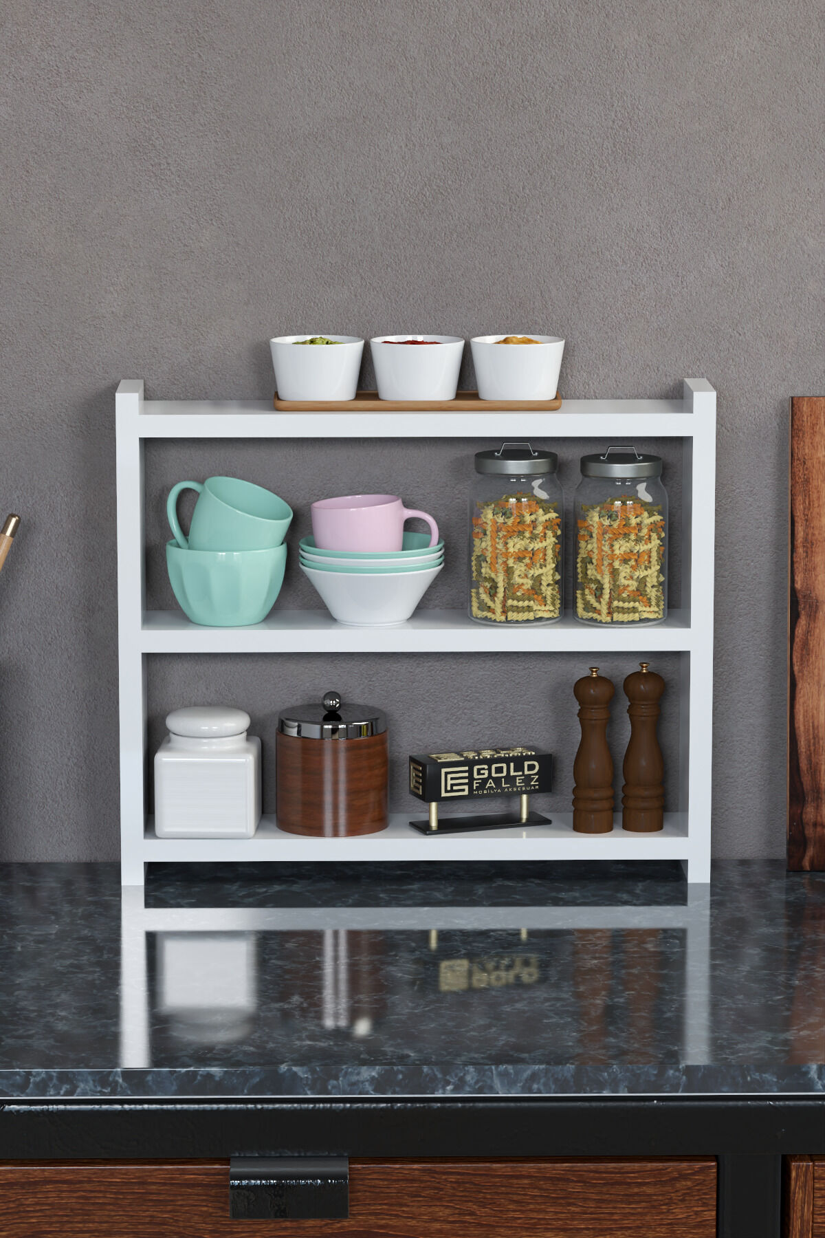 MD 3 Raflı Tezgah Organizeri Beyaz