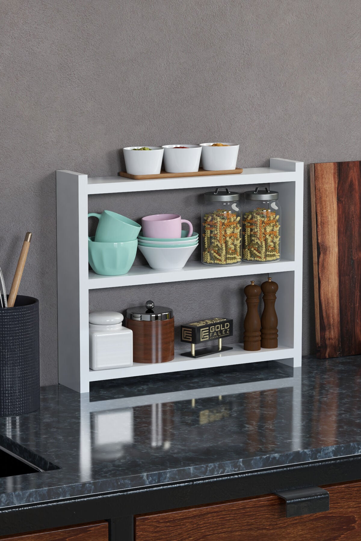 MD 3-Tier Countertop Organiser White