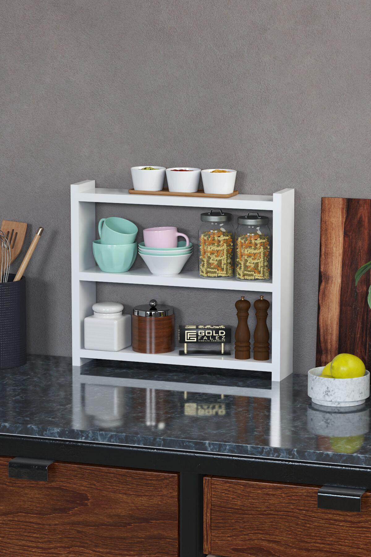 MD 3-Tier Countertop Organiser White
