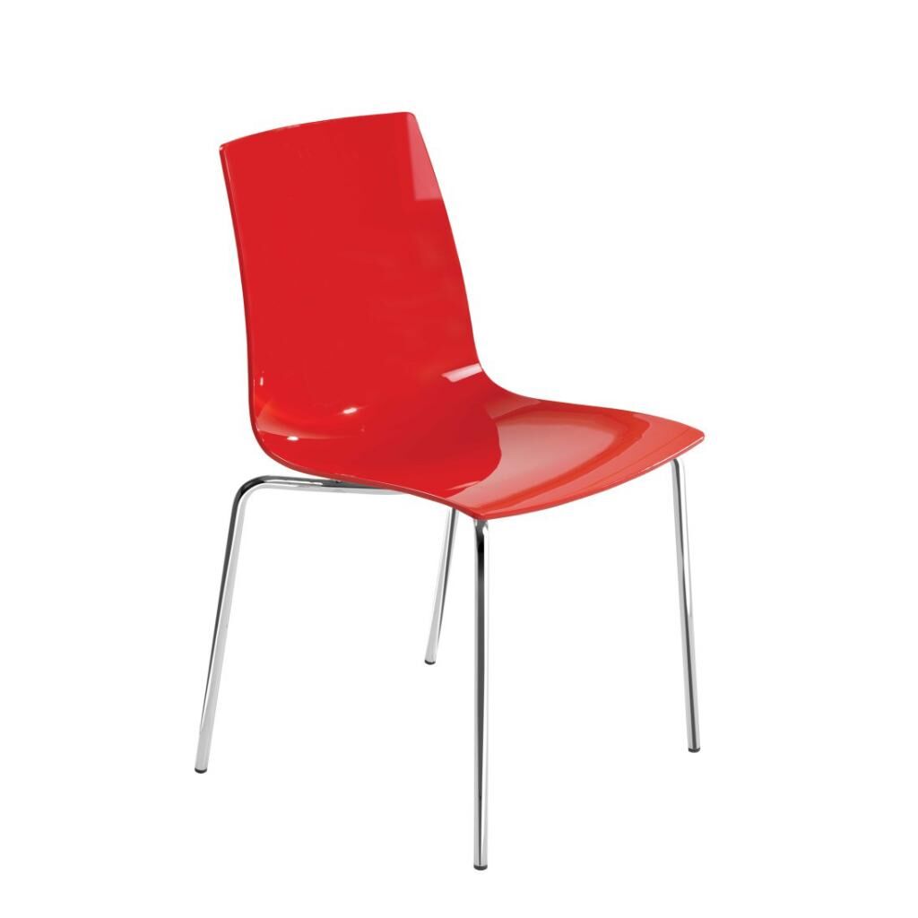 X-treme S Solid Kırmızı - Krom Kaplama Mutfak Sandalyesi PPT1408