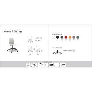 X-treme S Chief Pro Beyaz - Siyah Mutfak Sandalyesi PPT1409