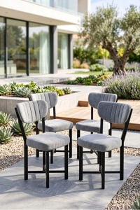 Sandalye 4 Adet Baby Face Kumaş Metal Ayak Modern Mutfak Sandalyesi Cafe Balkon Ofis Elma