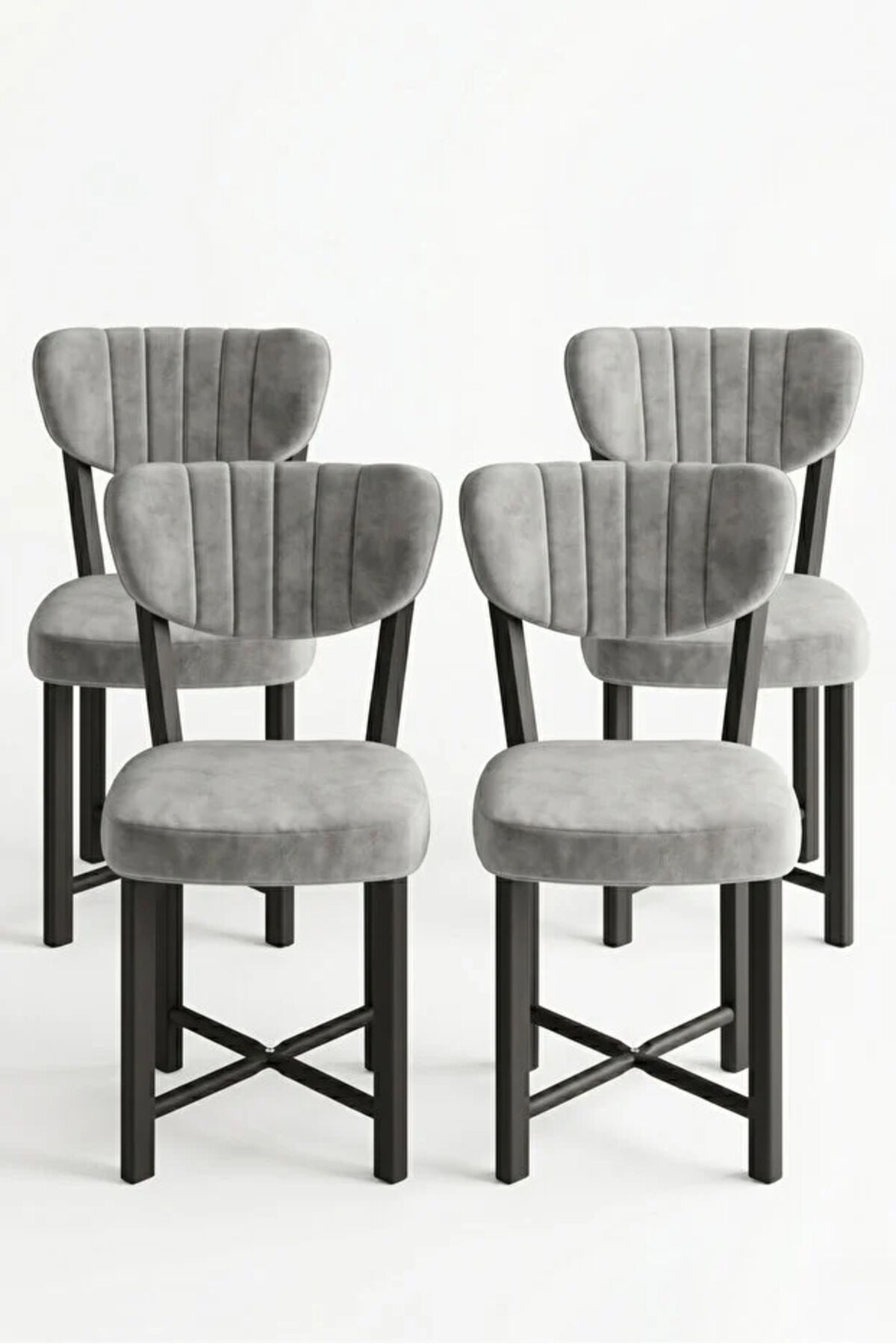 4-Piece Chair Baby Face Fabric Metal Legged Modern Kitchen Chair Cafe Balcony Office Elma