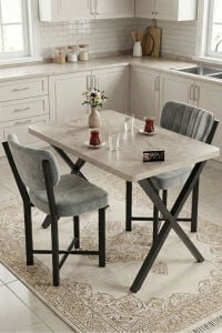 Sandalye 4 Adet Baby Face Kumaş Metal Ayak Modern Mutfak Sandalyesi Cafe Balkon Ofis Elma