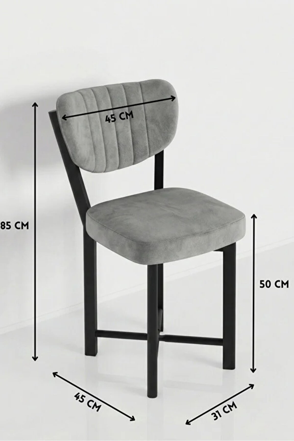 4-Piece Chair Baby Face Fabric Metal Legged Modern Kitchen Chair Cafe Balcony Office Elma