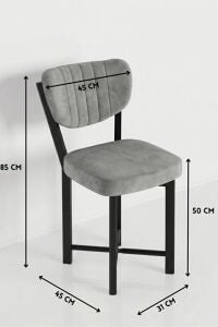 Sandalye 4 Adet Baby Face Kumaş Metal Ayak Modern Mutfak Sandalyesi Cafe Balkon Ofis Elma
