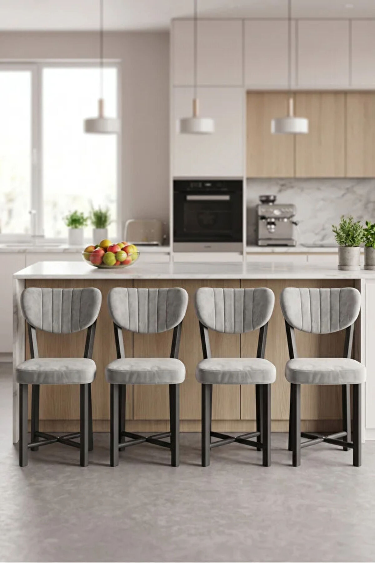4-Piece Chair Baby Face Fabric Metal Legged Modern Kitchen Chair Cafe Balcony Office Elma