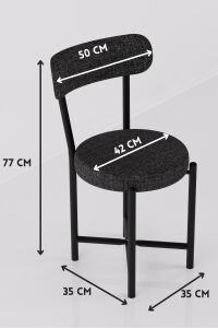 Sandalye 4 Adet Keten Kumaş Metal Ayak Modern Mutfak Sandalyesi Cafe Balkon Ofis Teddy 9809 Antrasit
