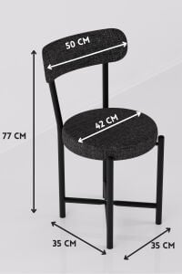 Sandalye 4 Adet Keten Kumaş Metal Ayak Modern Mutfak Sandalyesi Cafe Balkon Ofis Teddy 9809 Antrasit