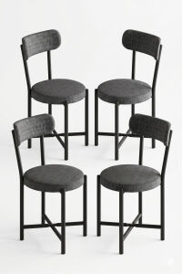 Sandalye 4 Adet Keten Kumaş Metal Ayak Modern Mutfak Sandalyesi Cafe Balkon Ofis Teddy 9809 Antrasit