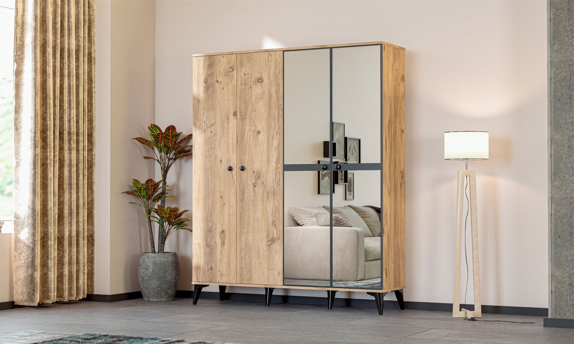 Tire 4 Kapılı Dolap - Atlantik Çam TN0418