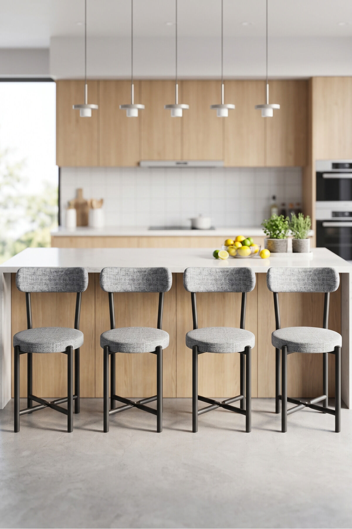 MD Teddy Metal Chair Linen Grey 4-Piece