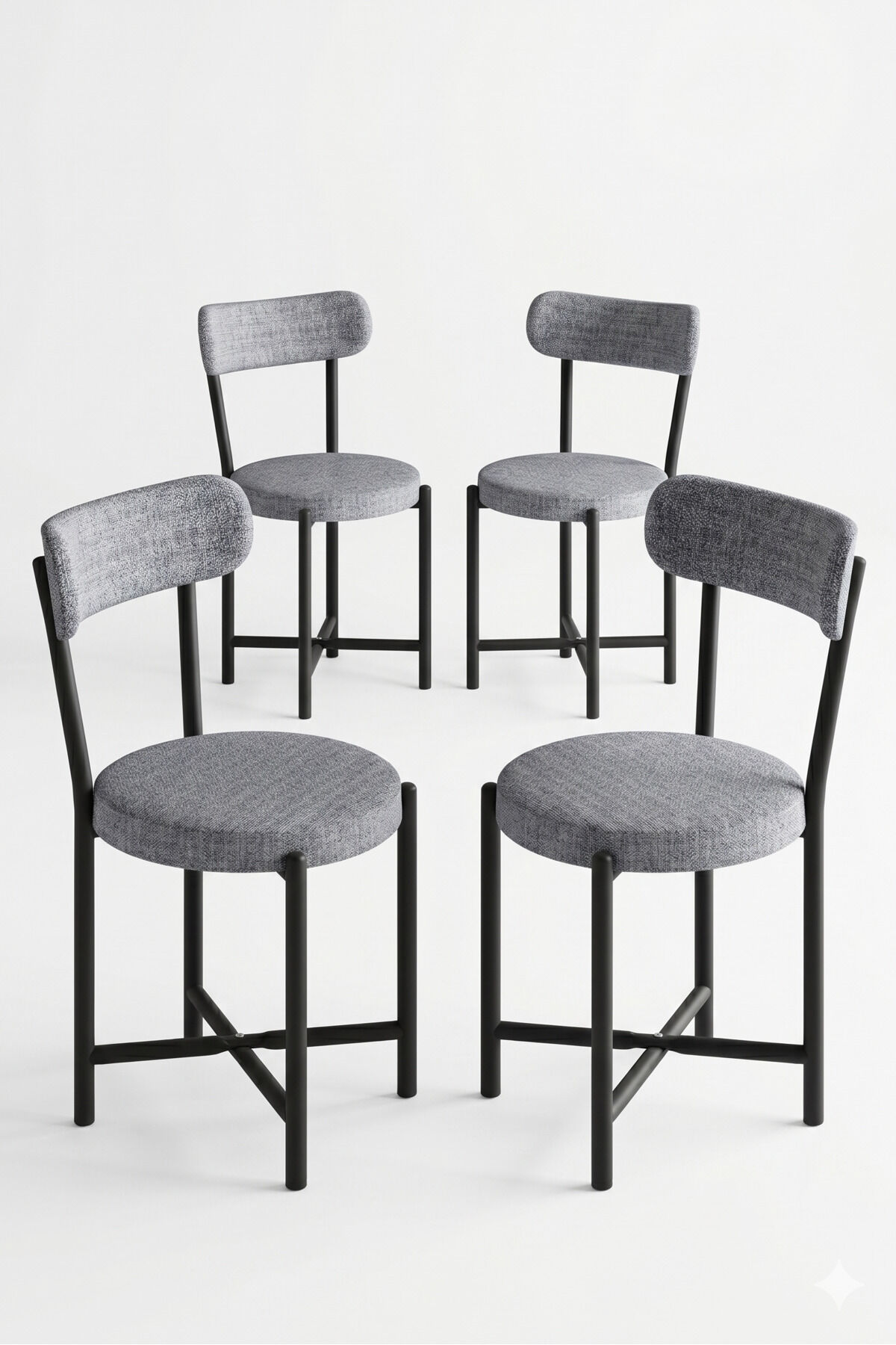 MD Teddy Metal Chair Linen Grey 4-Piece