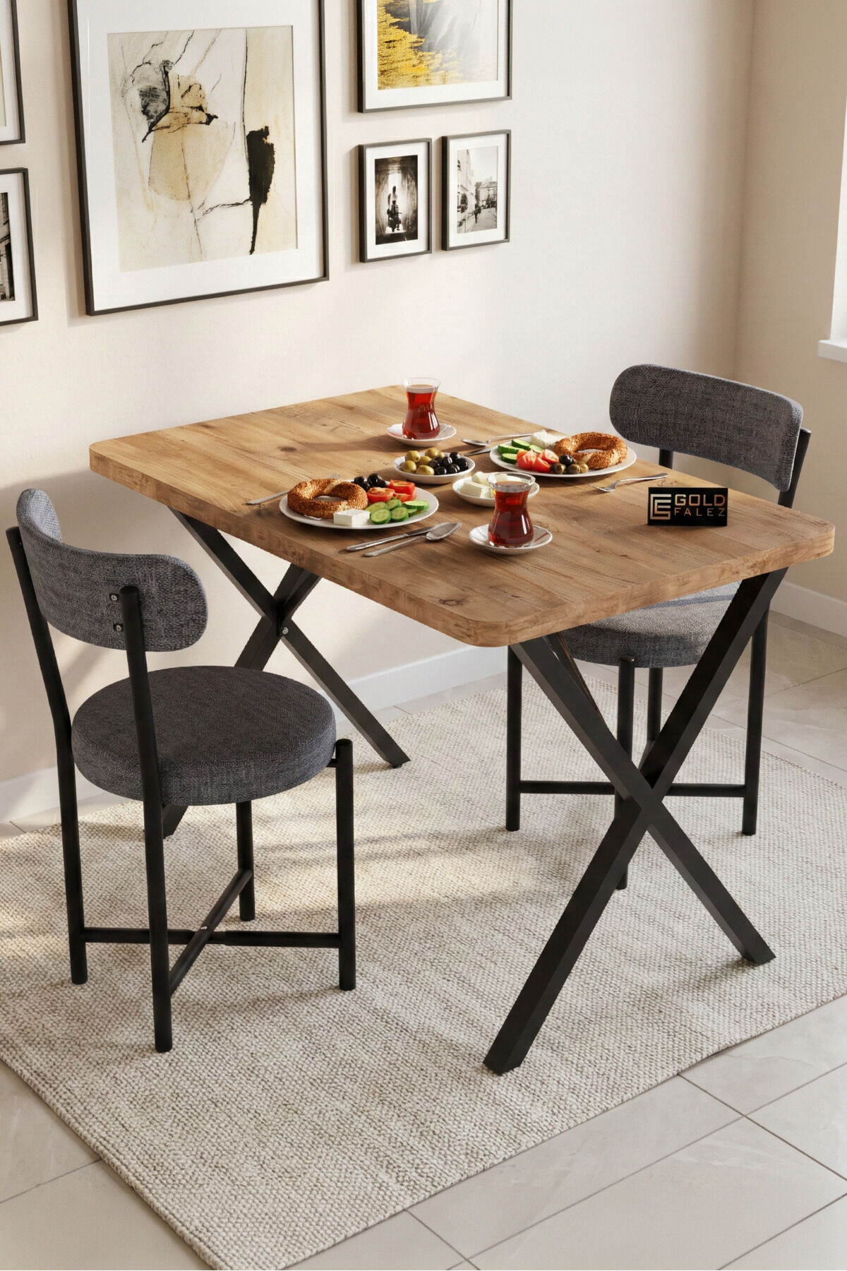 MD Teddy Metal Chair Linen Grey 4-Piece