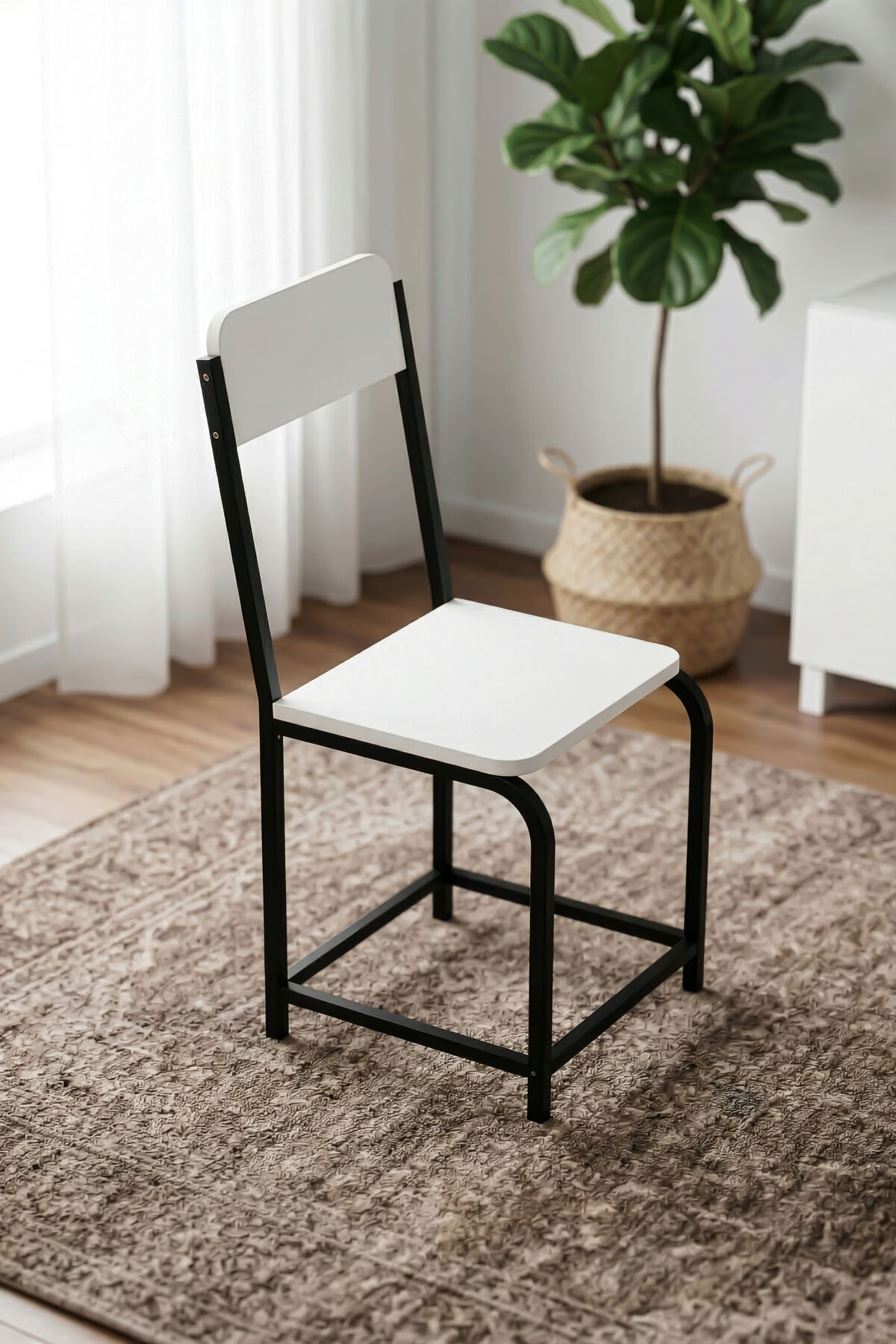 MD Minor Metal Leg Chair Melamine-faced Chipboard White