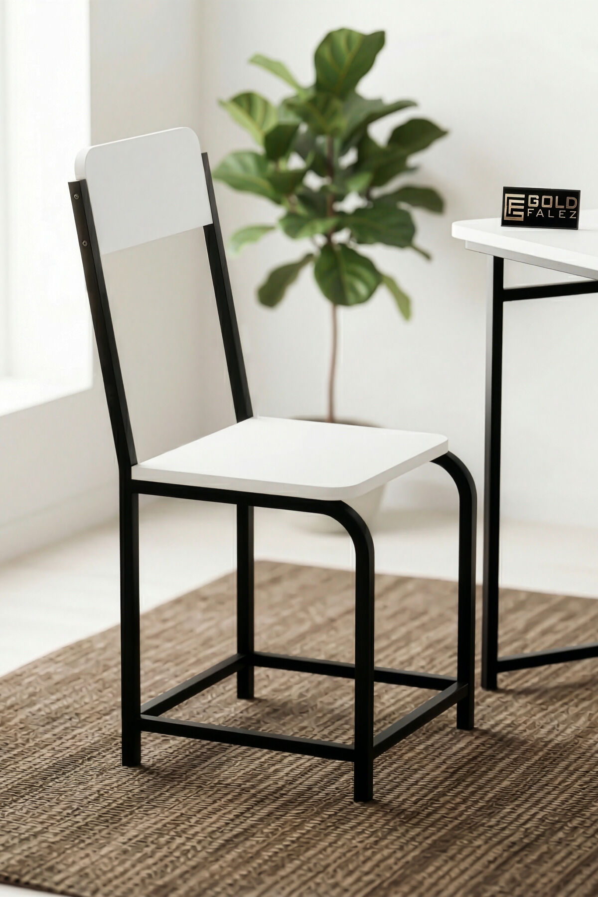 MD Minor Metal Leg Chair Melamine-faced Chipboard White