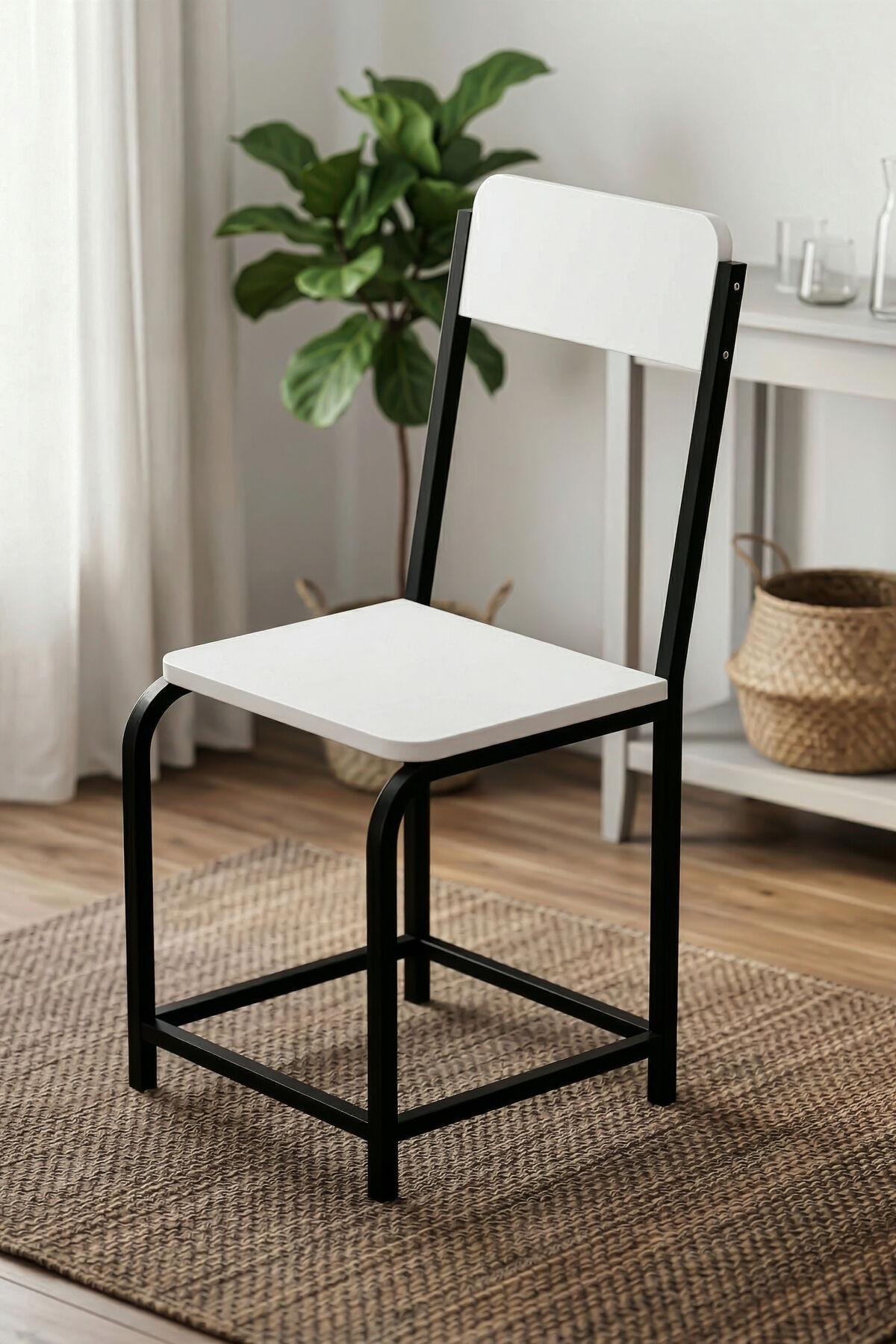 MD Minor Metal Leg Chair Melamine-faced Chipboard White