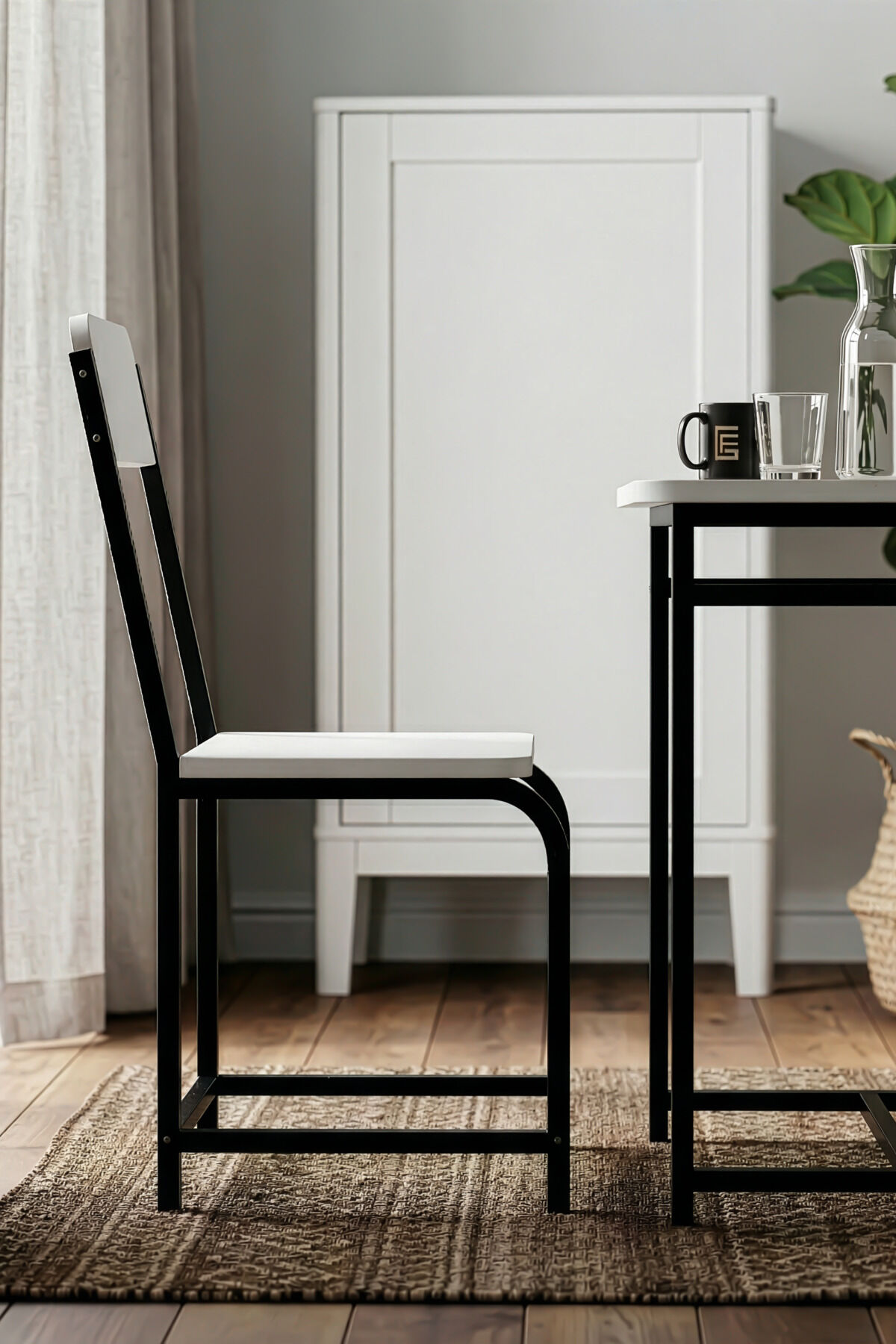 MD Minor Metal Leg Chair Melamine-faced Chipboard White