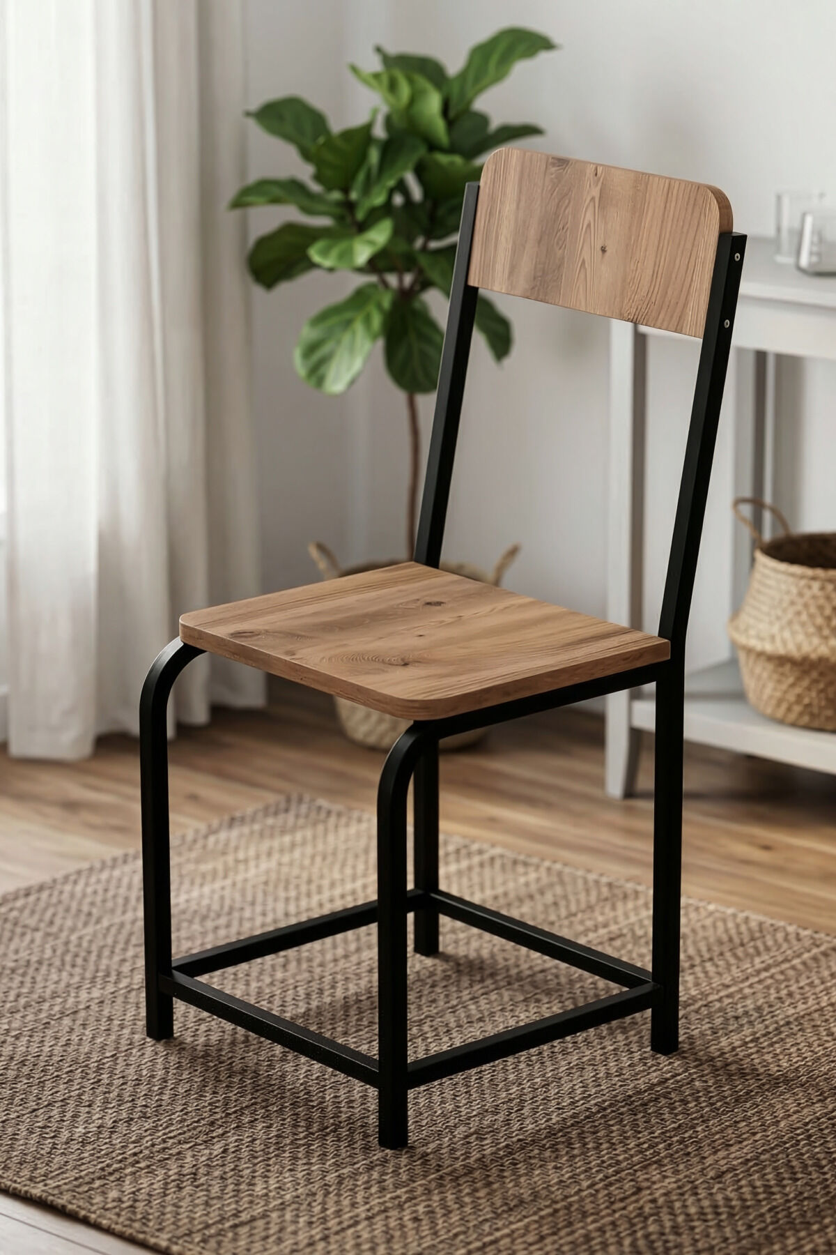 MD Minor Metal Leg Chair Melamine-faced Chipboard Brown