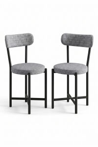 Sandalye 2 Adet Keten Kumaş Metal Ayak Modern Mutfak Sandalyesi Cafe Balkon Ofis Teddy 9812 Gri