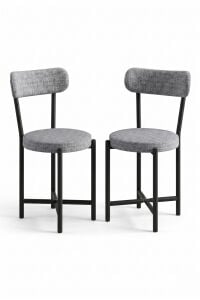 Sandalye 2 Adet Keten Kumaş Metal Ayak Modern Mutfak Sandalyesi Cafe Balkon Ofis Teddy 9812 Gri