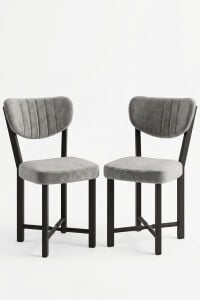 Sandalye 2 Adet Baby Face Kumaş Metal Ayak Modern Mutfak Sandalyesi Cafe Balkon Ofis Elma 9810 Gri