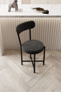 Sandalye 1 Adet Keten Kumaş Metal Ayak Modern Mutfak Sandalyesi Cafe Balkon Ofis Teddy 9817 Anstrast