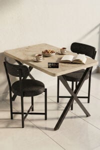 Sandalye 1 Adet Keten Kumaş Metal Ayak Modern Mutfak Sandalyesi Cafe Balkon Ofis Teddy 9817 Anstrast