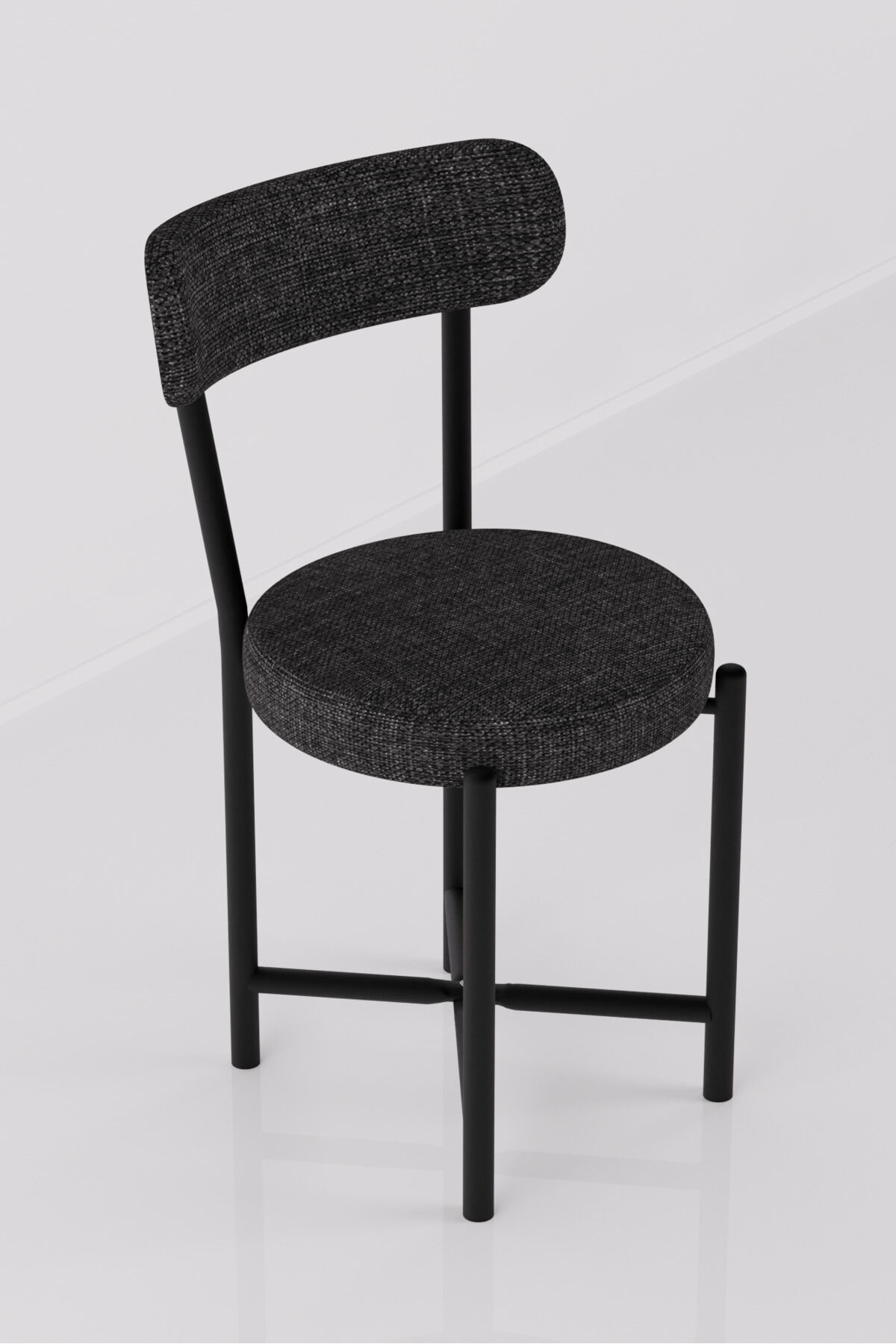 Teddy 9817 Chair 1-Piece Linen Fabric Metal Legs Modern Kitchen Chair Cafe Balcony Office Anthracite