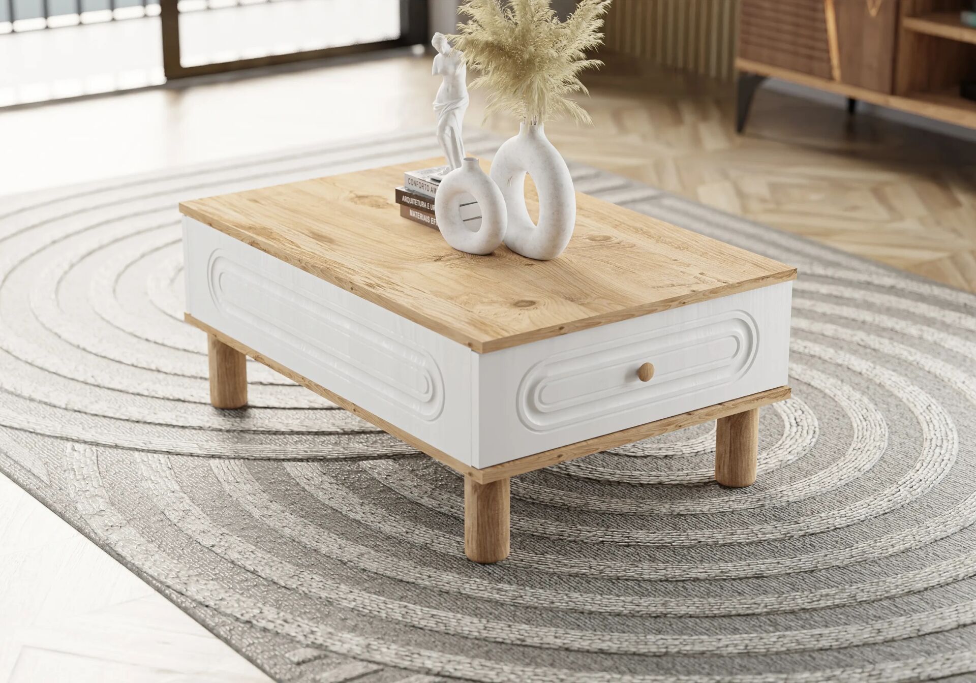 Bohem Beyaz-Atlantik Çam Orta Sehpa TN0513