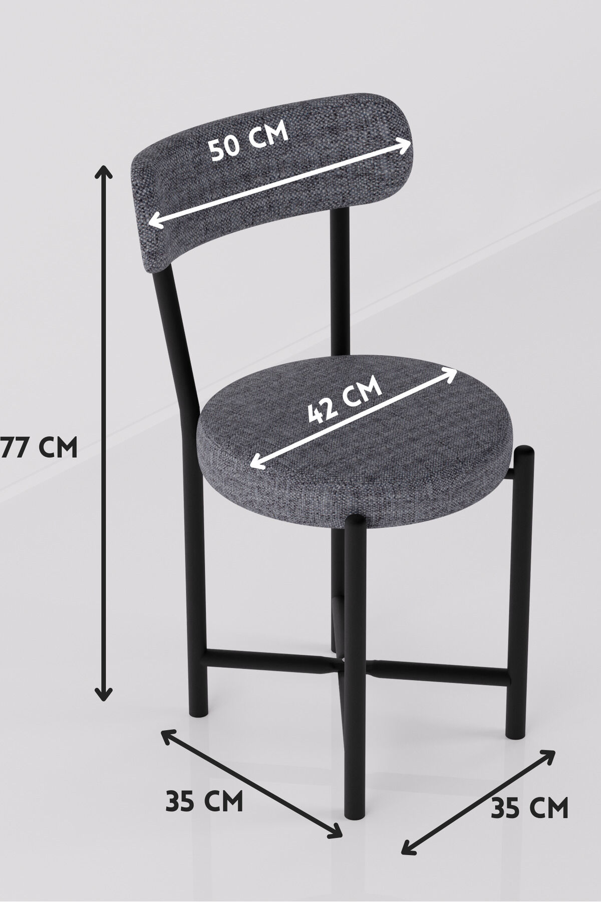 Teddy 9816 Chair 1-Piece Linen Fabric Metal Legs Modern Kitchen Chair Cafe Balcony Office Grey