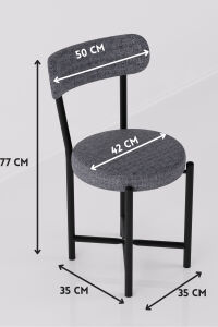 Sandalye 1 Adet Keten Kumaş Metal Ayak Modern Mutfak Sandalyesi Cafe Balkon Ofis Teddy 9816 Gri