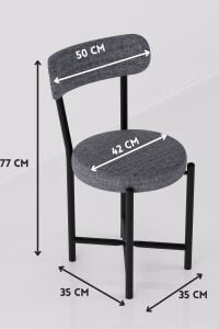 Sandalye 1 Adet Keten Kumaş Metal Ayak Modern Mutfak Sandalyesi Cafe Balkon Ofis Teddy 9816 Gri